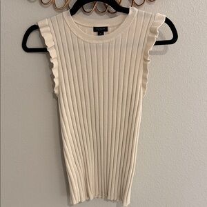 Cream Ribbed Tank Top